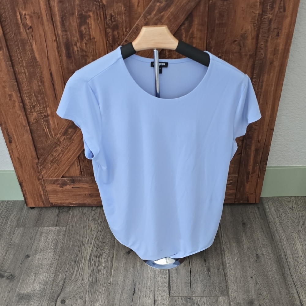 Express Blue Blouse with Short Sleeves